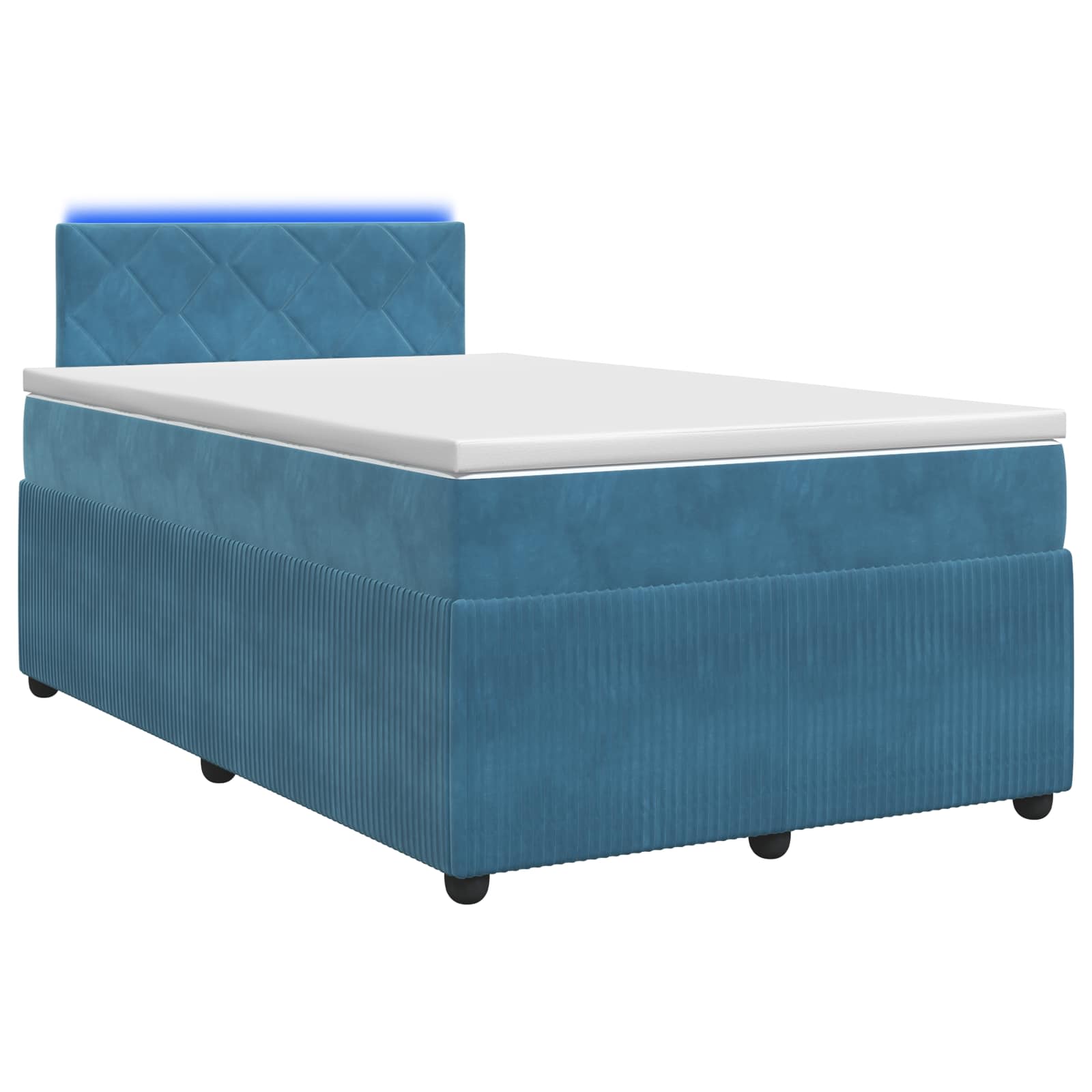 Lit boxspring avec matelas Bleu 120 x 190 cm Velours