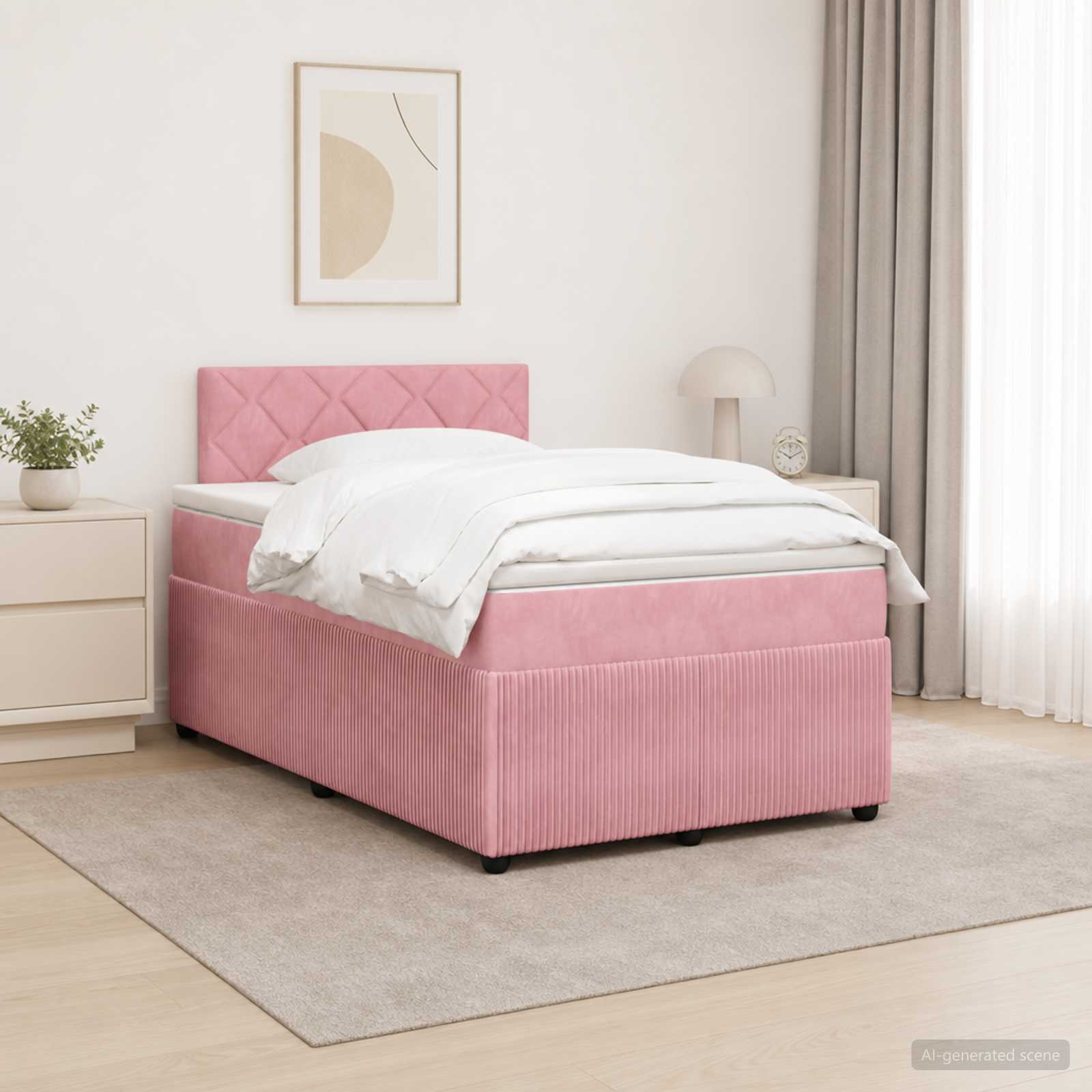 Lit boxspring avec matelas Rose 120 x 190 cm Velours