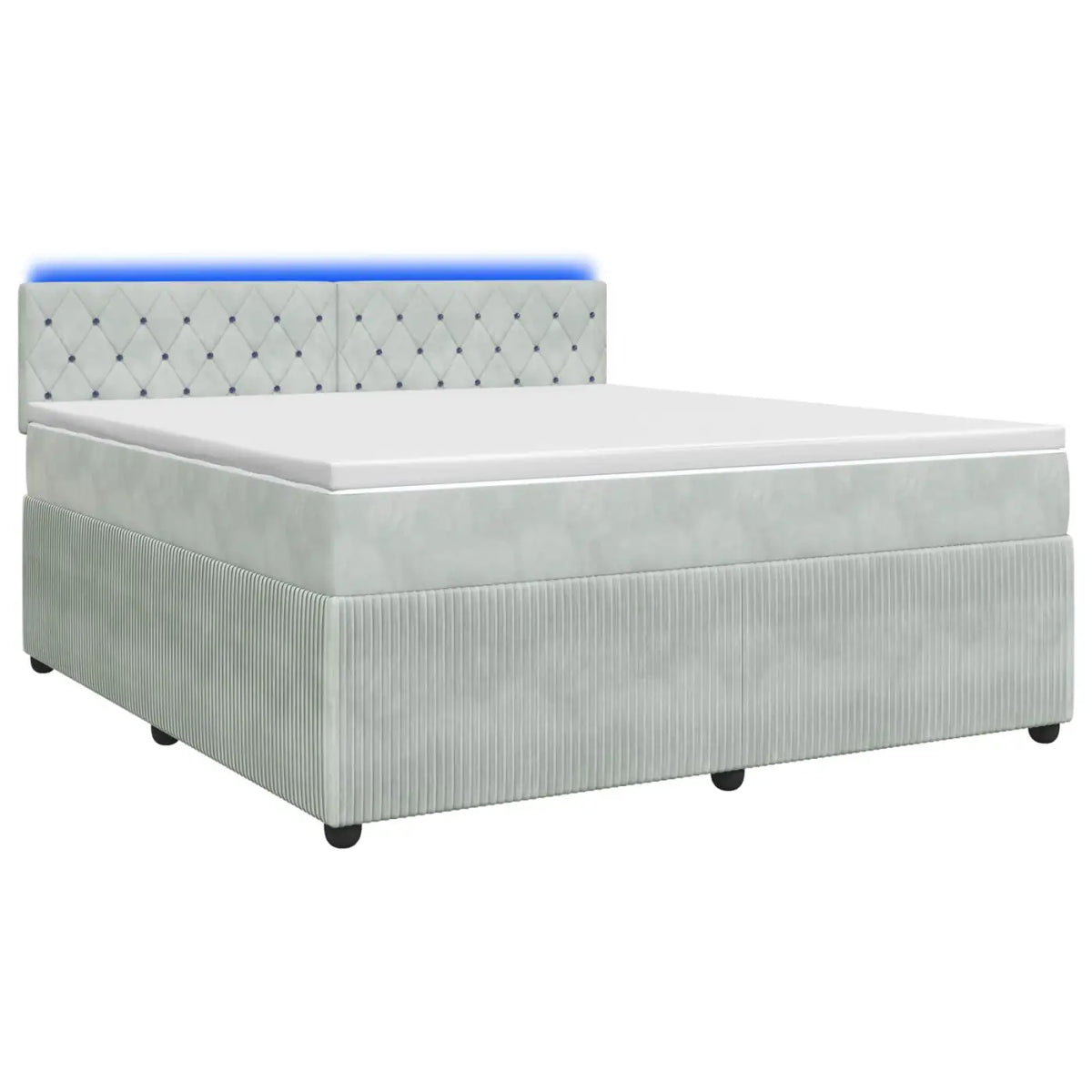 Lit boxspring avec matelas Gris clair 160 x 200 cm Velours - XIOS