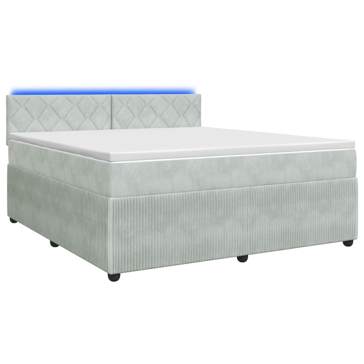 Lit boxspring avec matelas Gris clair 160 x 200 cm Velours