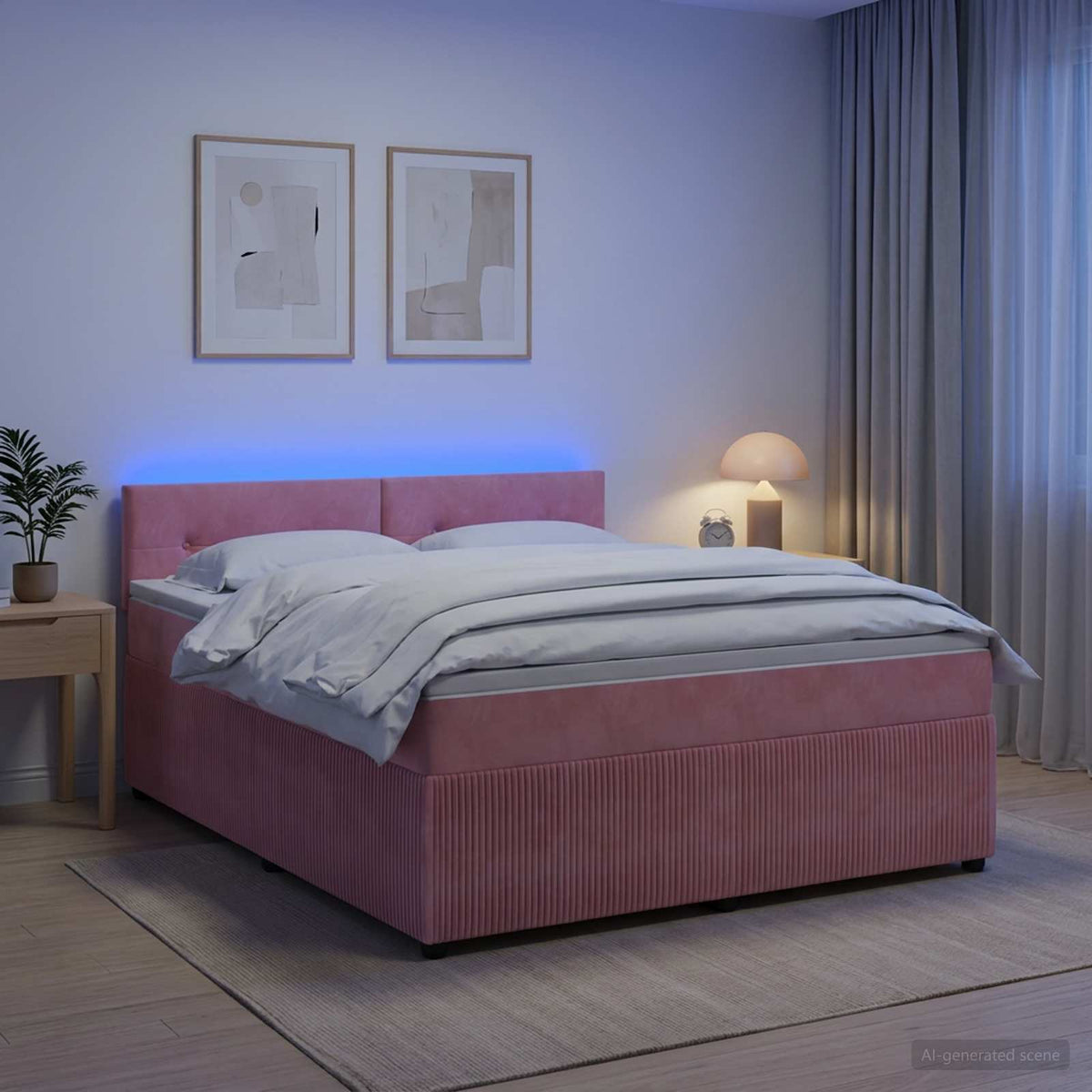 Lit boxspring avec matelas Rose 140 x 200 cm Velours