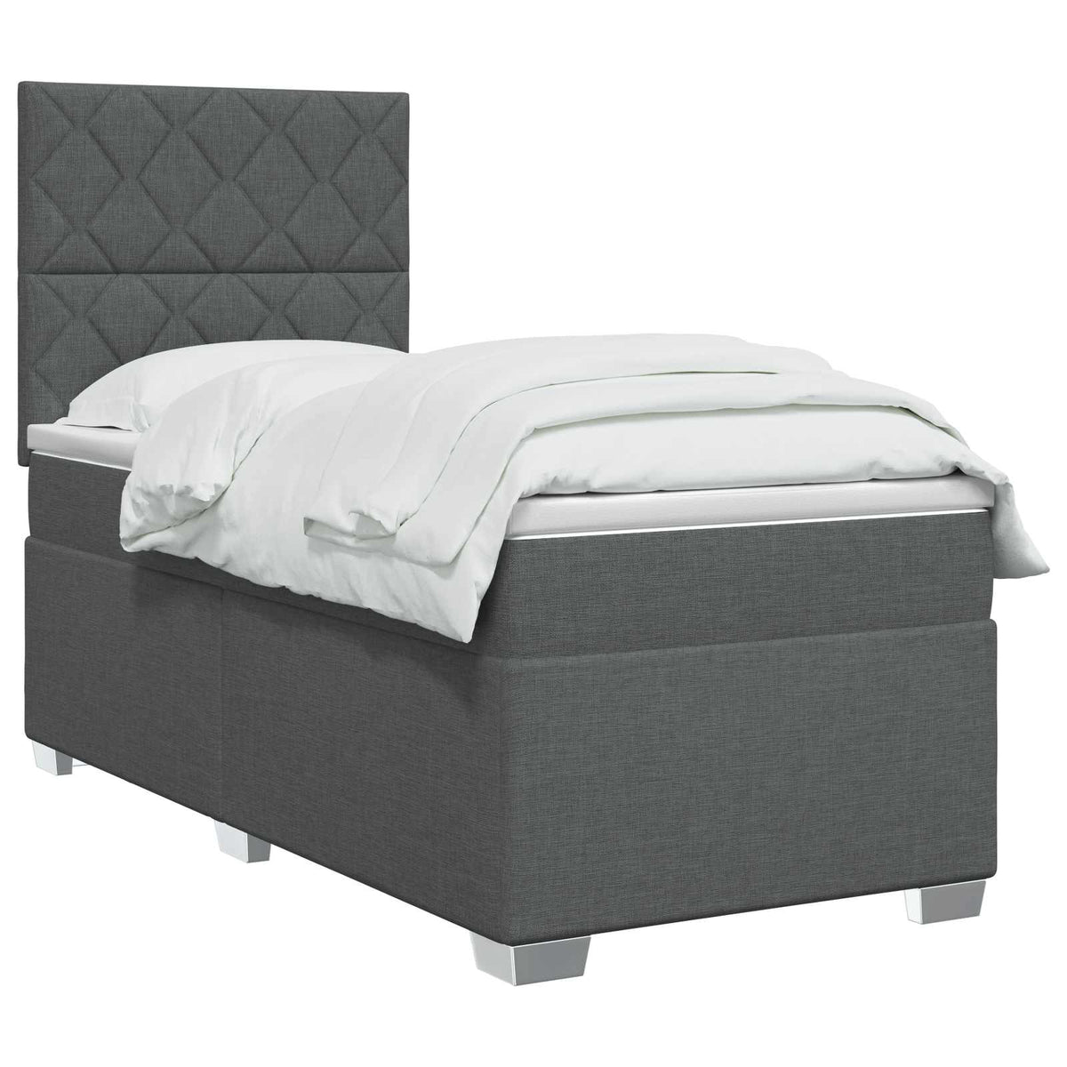 Lit boxspring avec matelas Gris foncé 90 x 190 cm Tissu