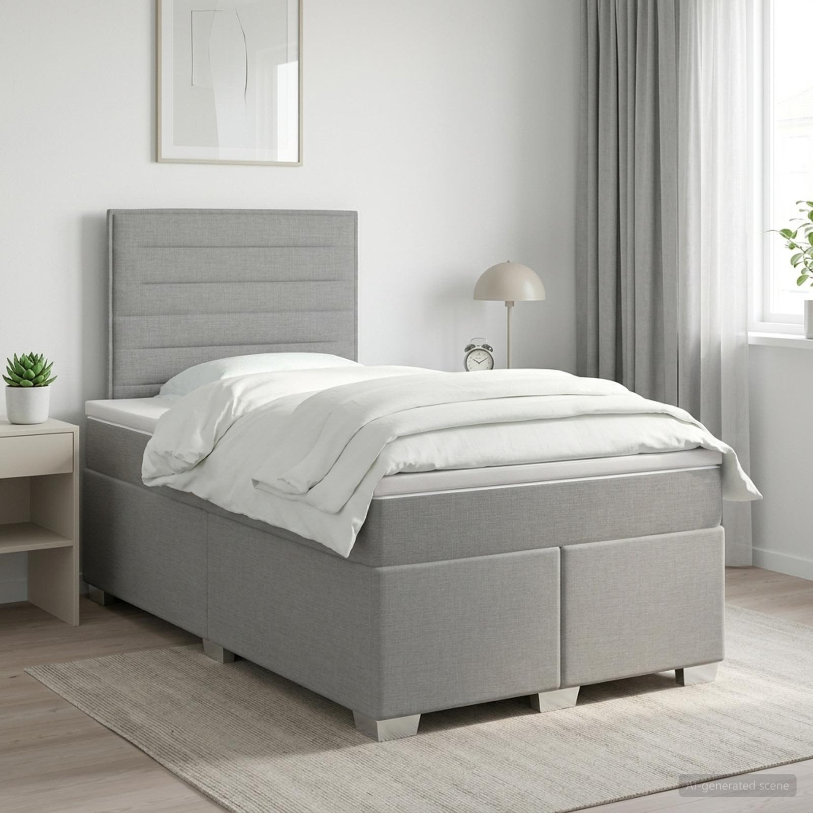 Lit boxspring avec matelas Gris clair 120 x 190 cm Tissu