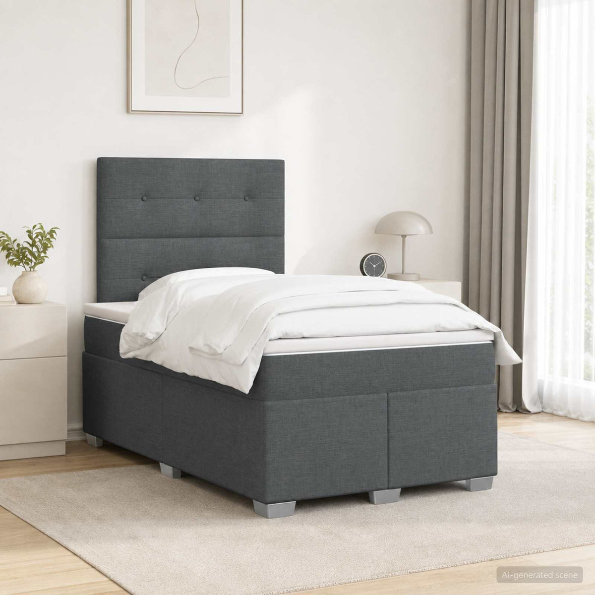 Lit boxspring avec matelas Gris foncé 120 x 190 cm Tissu