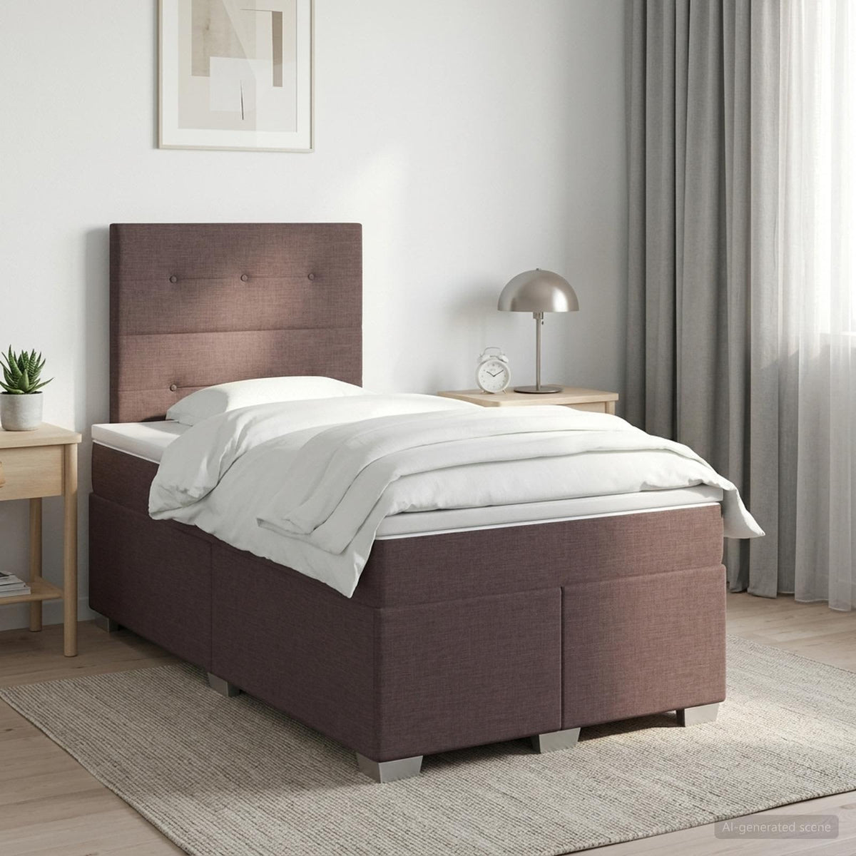 Lit boxspring avec matelas Marron foncé 120 x 190 cm Tissu