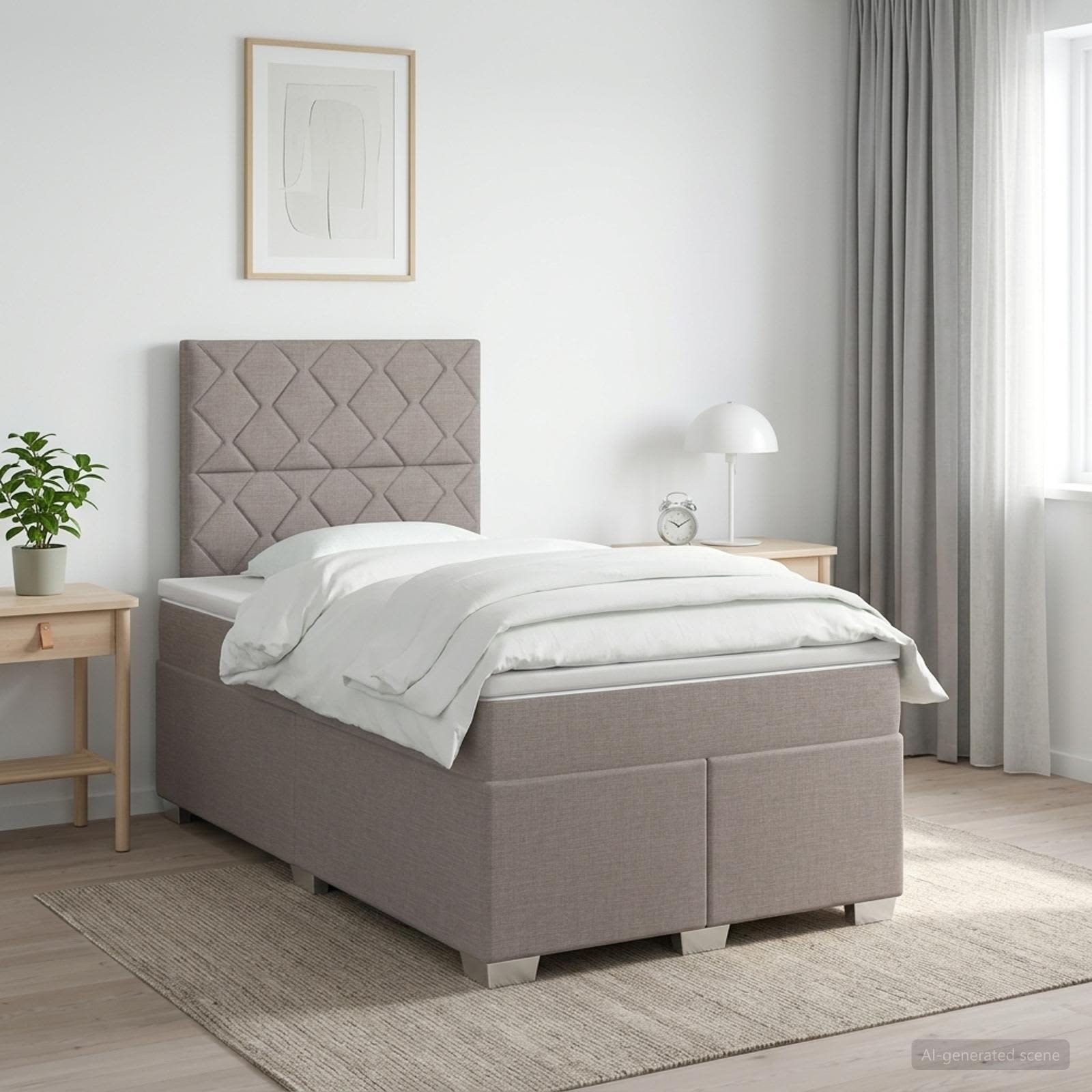 Lit boxspring avec matelas Taupe 120 x 190 cm Tissu
