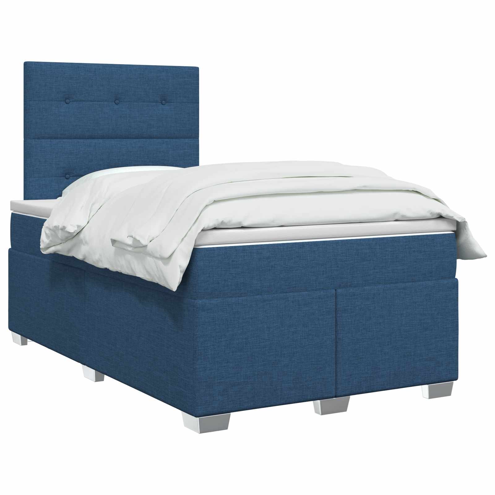 Lit boxspring avec matelas Bleu 120 x 200 cm Tissu