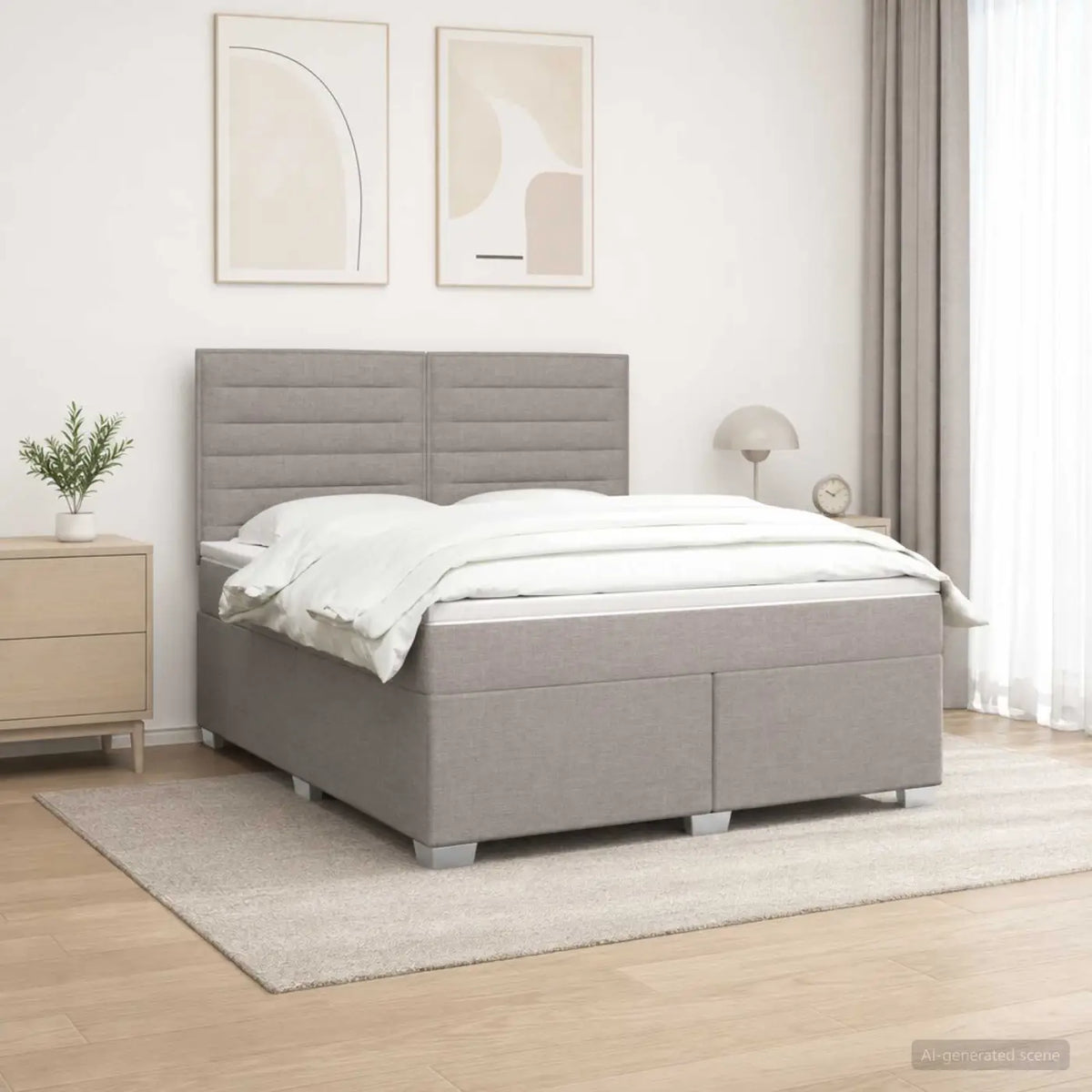 Lit boxspring avec matelas Taupe 140 x 190 cm Tissu - XIOS