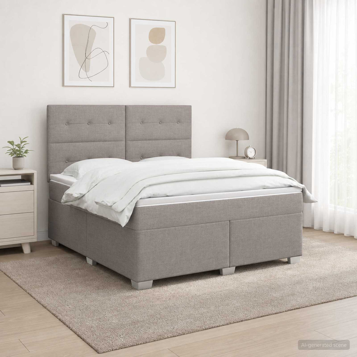 Lit boxspring avec matelas Taupe 140 x 190 cm Tissu