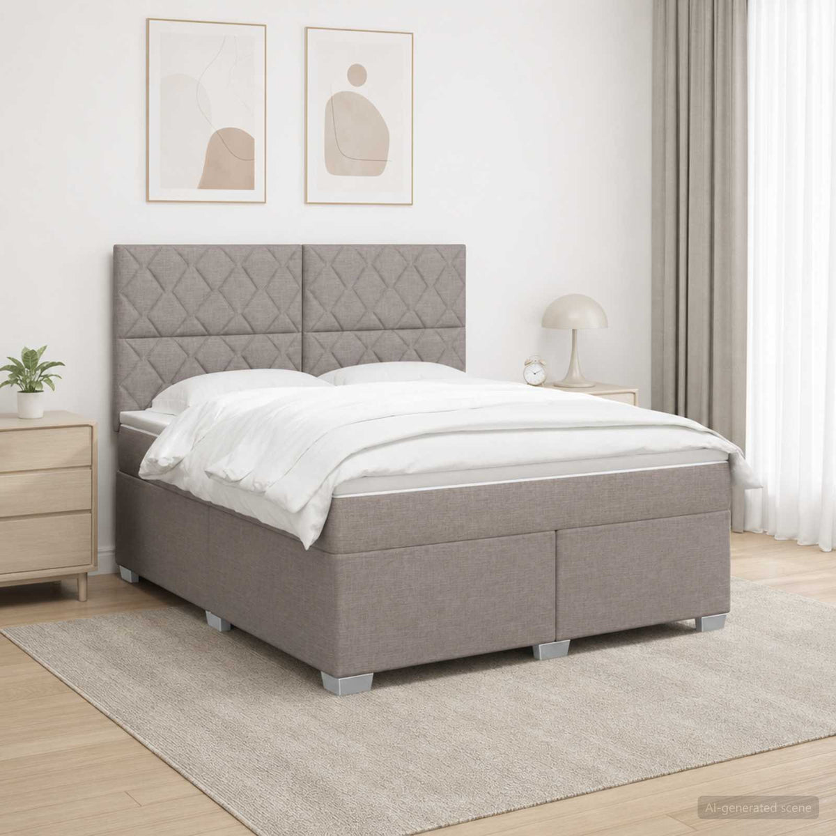 Lit boxspring avec matelas Taupe 140 x 190 cm Tissu