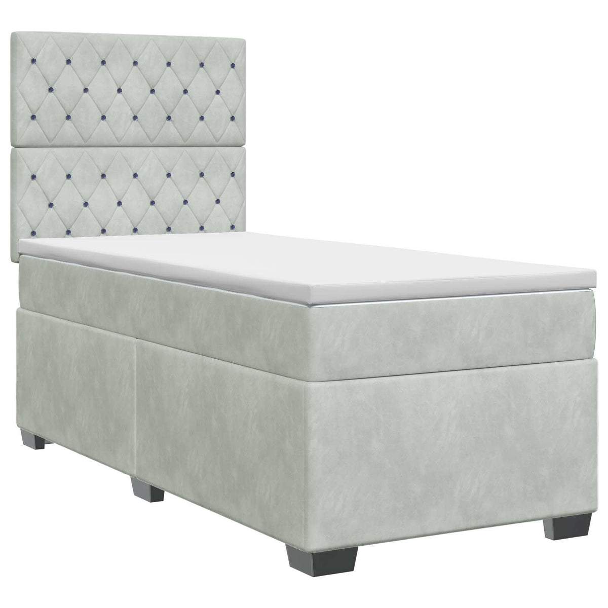 Lit boxspring avec matelas Gris clair 80 x 200 cm Velours