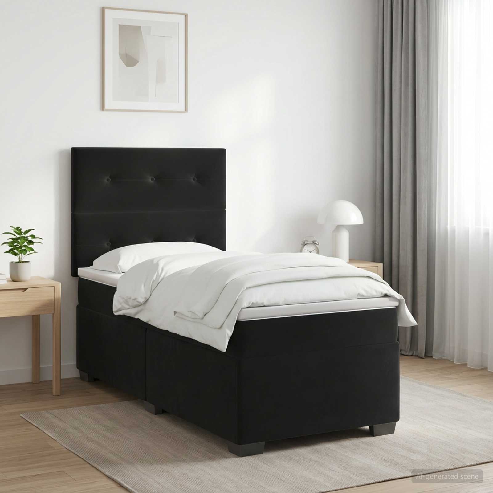 Lit boxspring avec matelas Noir 80 x 200 cm Velours
