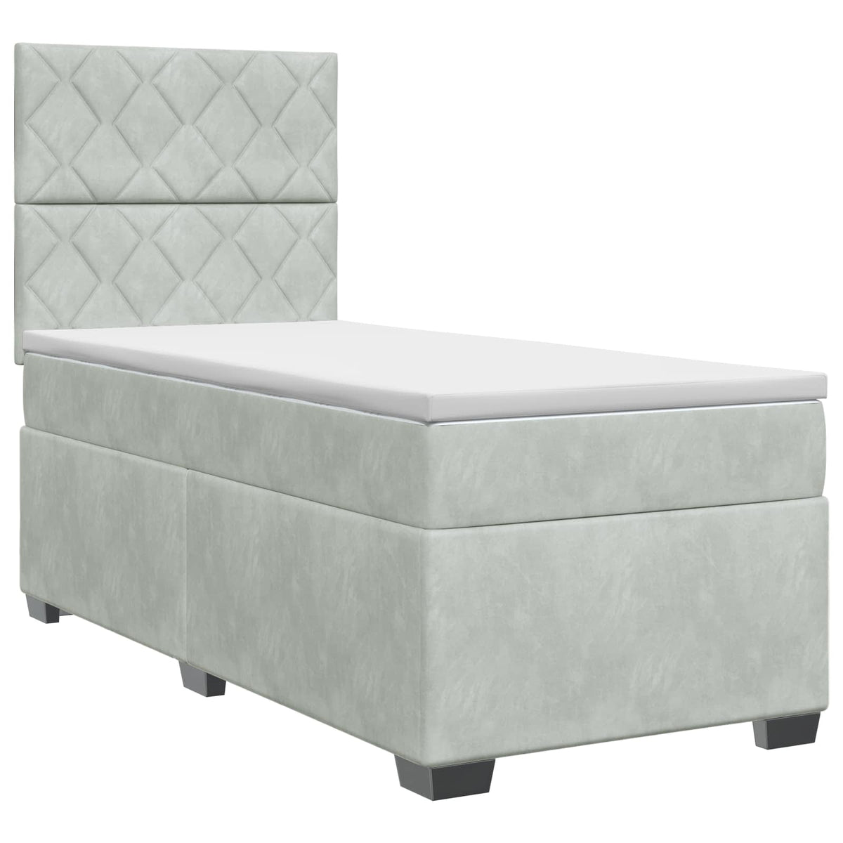 Lit boxspring avec matelas Gris clair 90 x 190 cm Velours