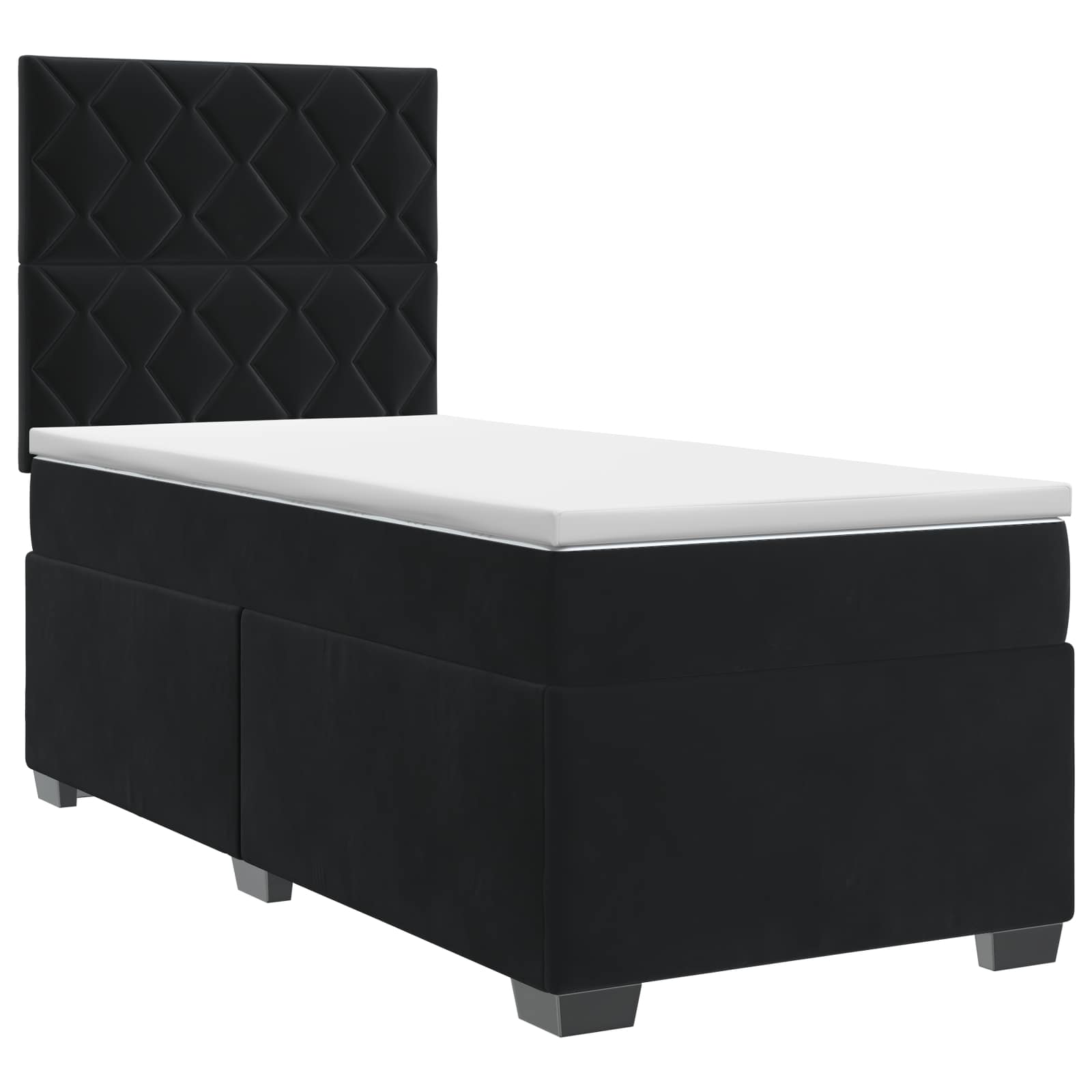 Lit boxspring avec matelas Noir 90 x 190 cm Velours - XIOS