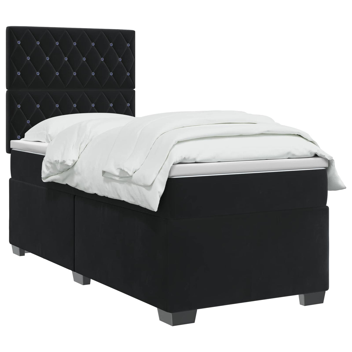 Lit boxspring avec matelas Noir 90 x 200 cm Velours