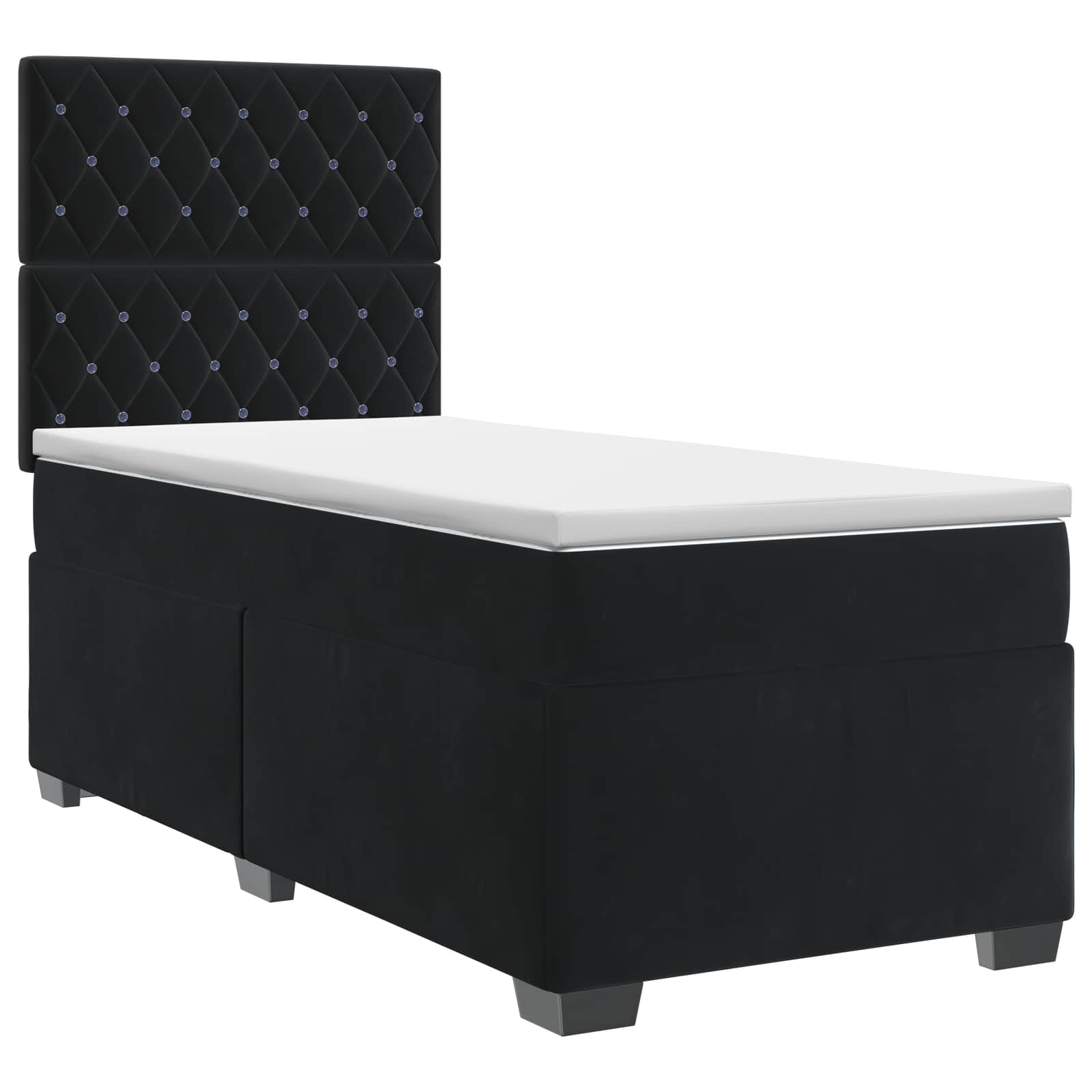 Lit boxspring avec matelas Noir 100 x 200 cm Velours