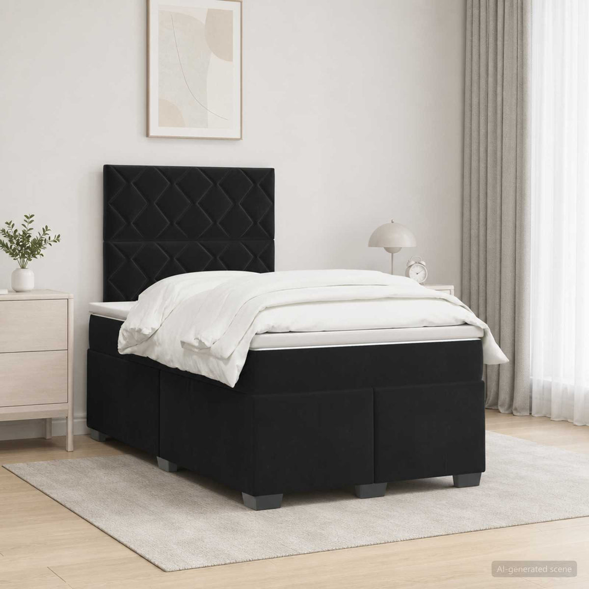 Lit boxspring avec matelas Noir 120 x 200 cm Velours