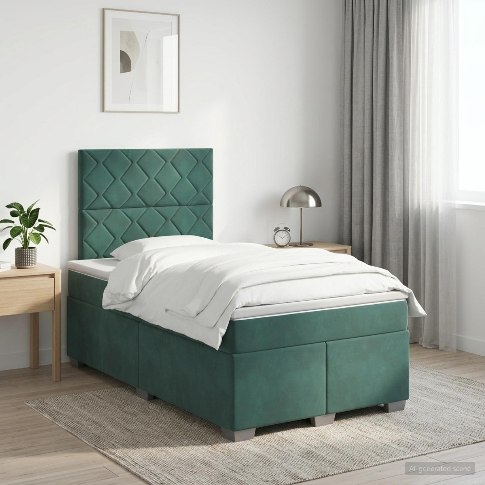 Lit boxspring avec matelas Vert foncé 120 x 200 cm Velours