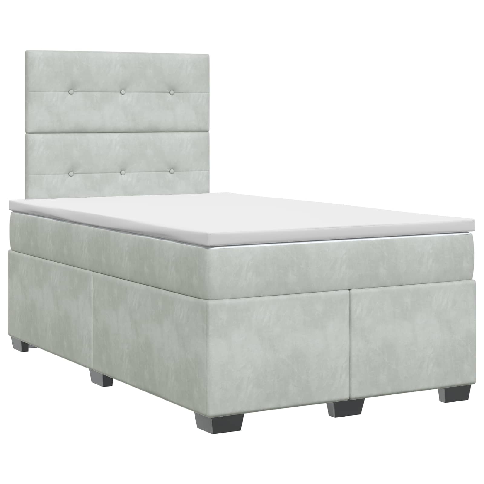 Lit boxspring avec matelas Gris clair 120 x 200 cm Velours