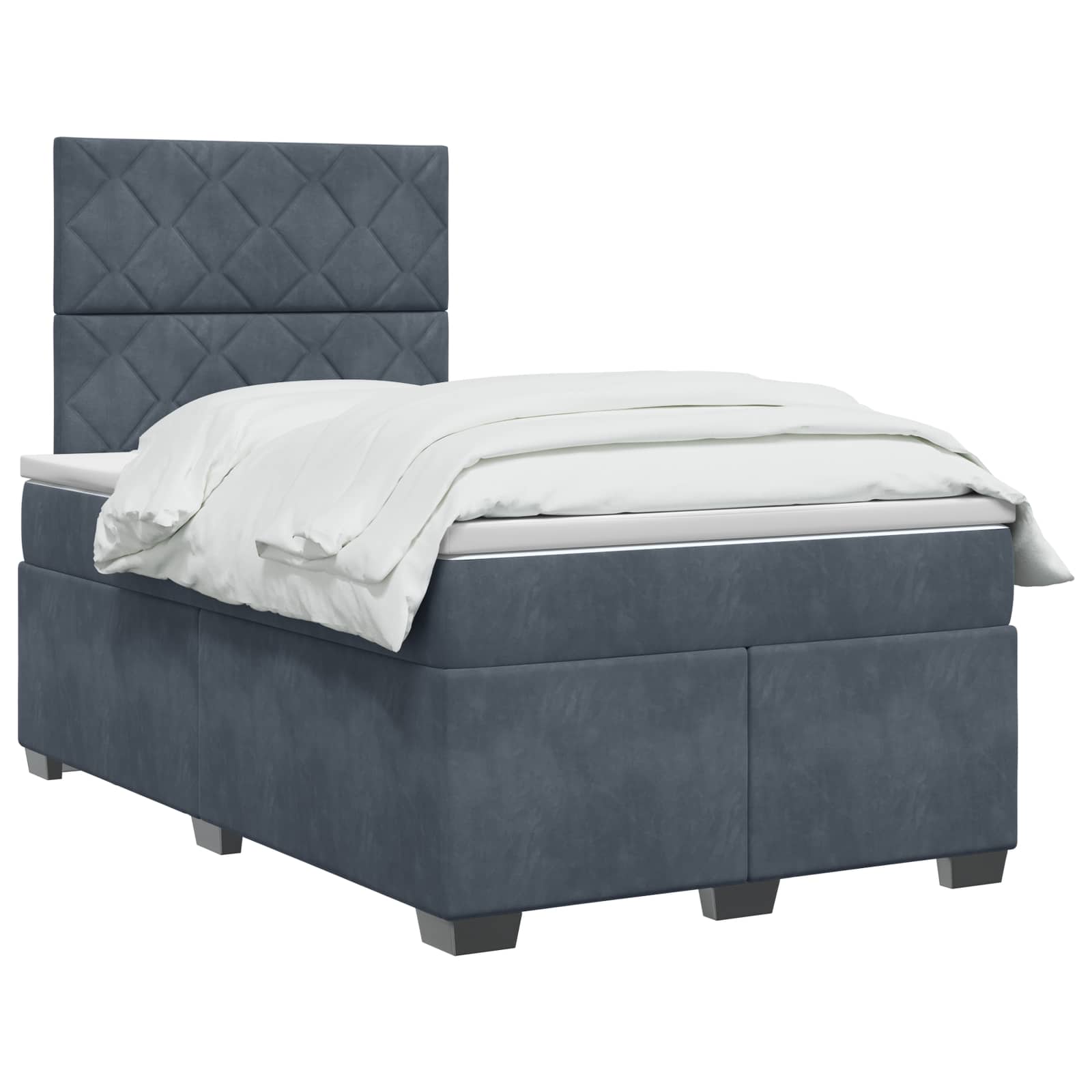 Lit boxspring avec matelas Gris foncé 120 x 200 cm Velours