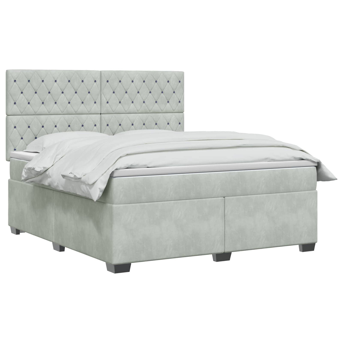 Lit boxspring avec matelas Gris clair 140 x 190 cm Velours