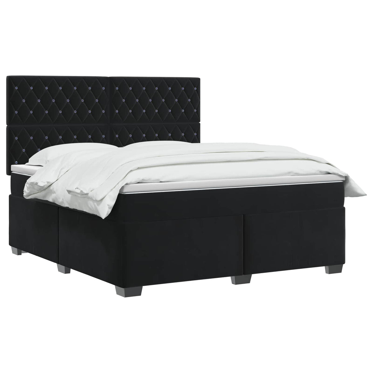 Lit boxspring avec matelas Noir 140 x 190 cm Velours