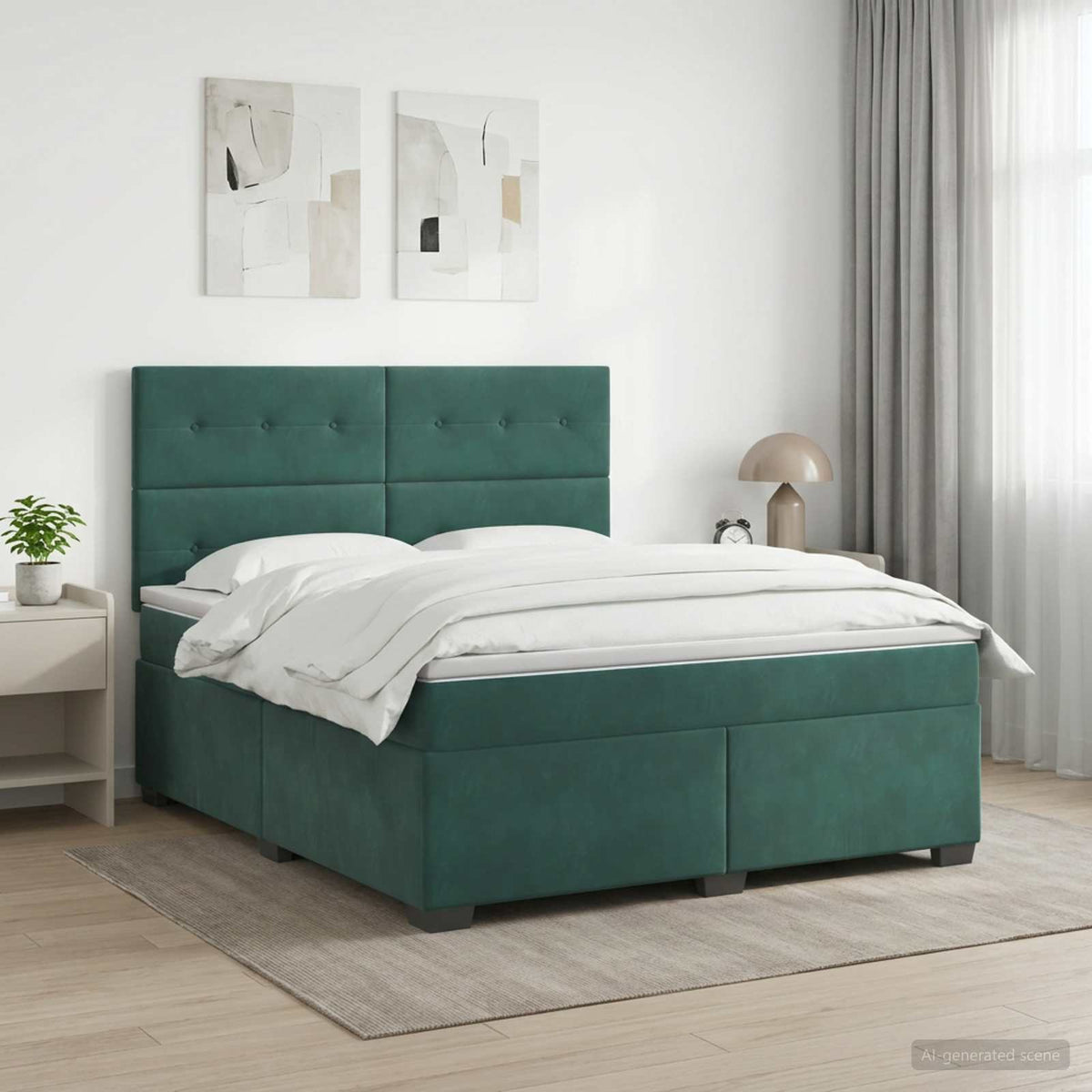 Lit boxspring avec matelas Vert foncé 140 x 190 cm Velours