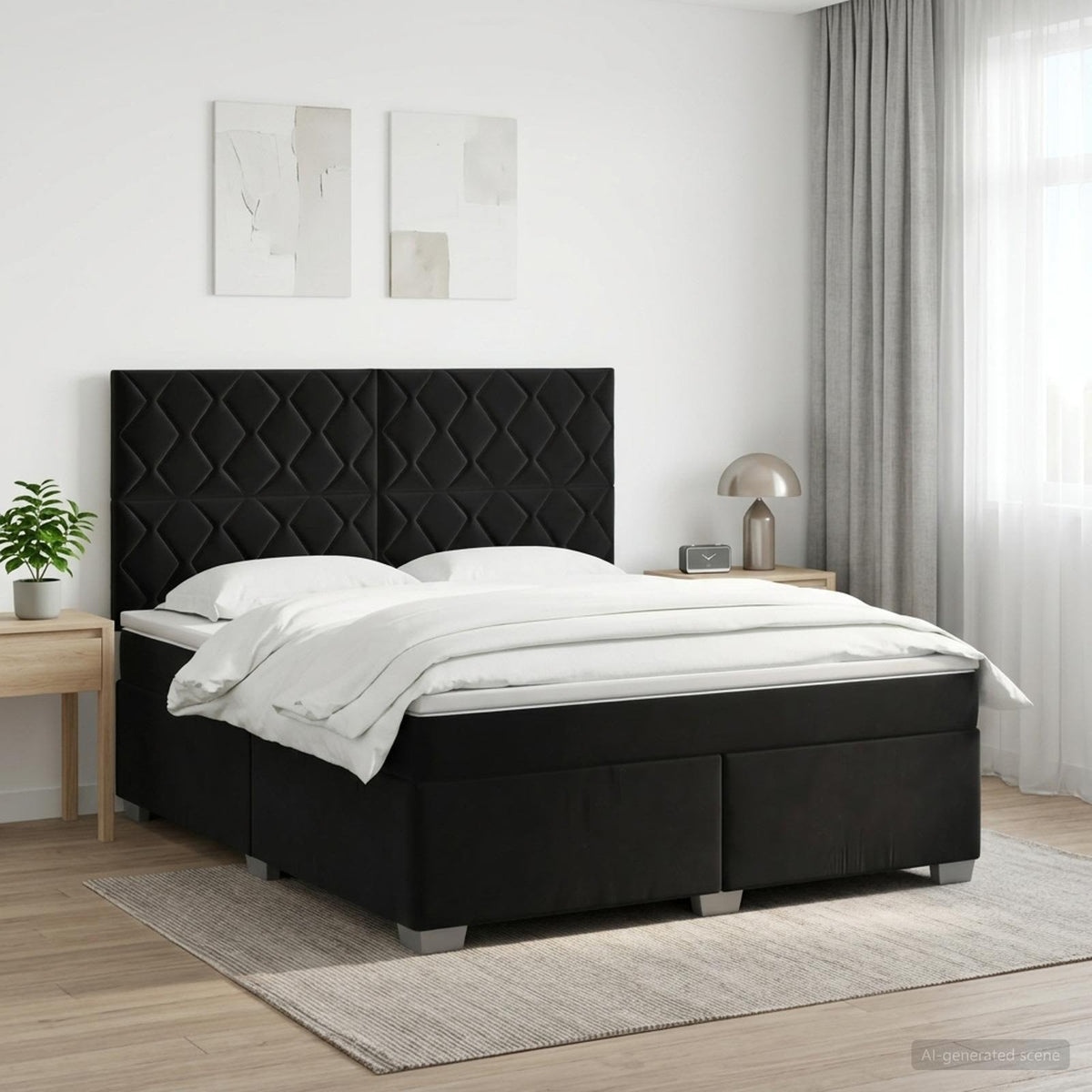 Lit boxspring avec matelas Noir 140 x 200 cm Velours