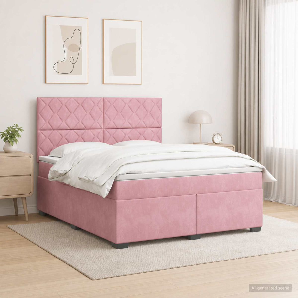 Lit boxspring avec matelas Rose 140 x 200 cm Velours