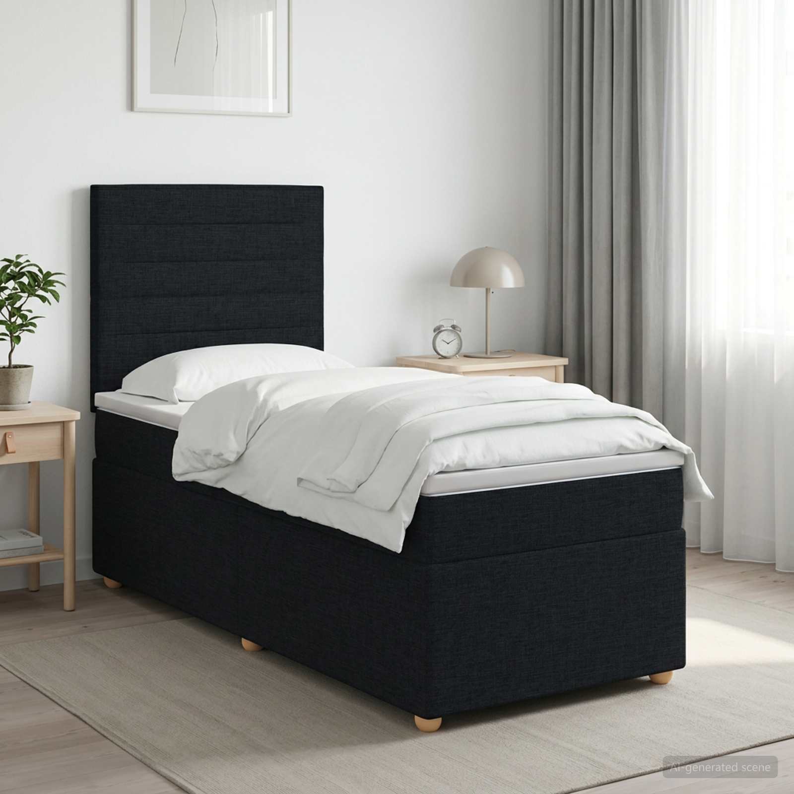 Lit boxspring avec matelas Noir 80 x 200 cm Tissu