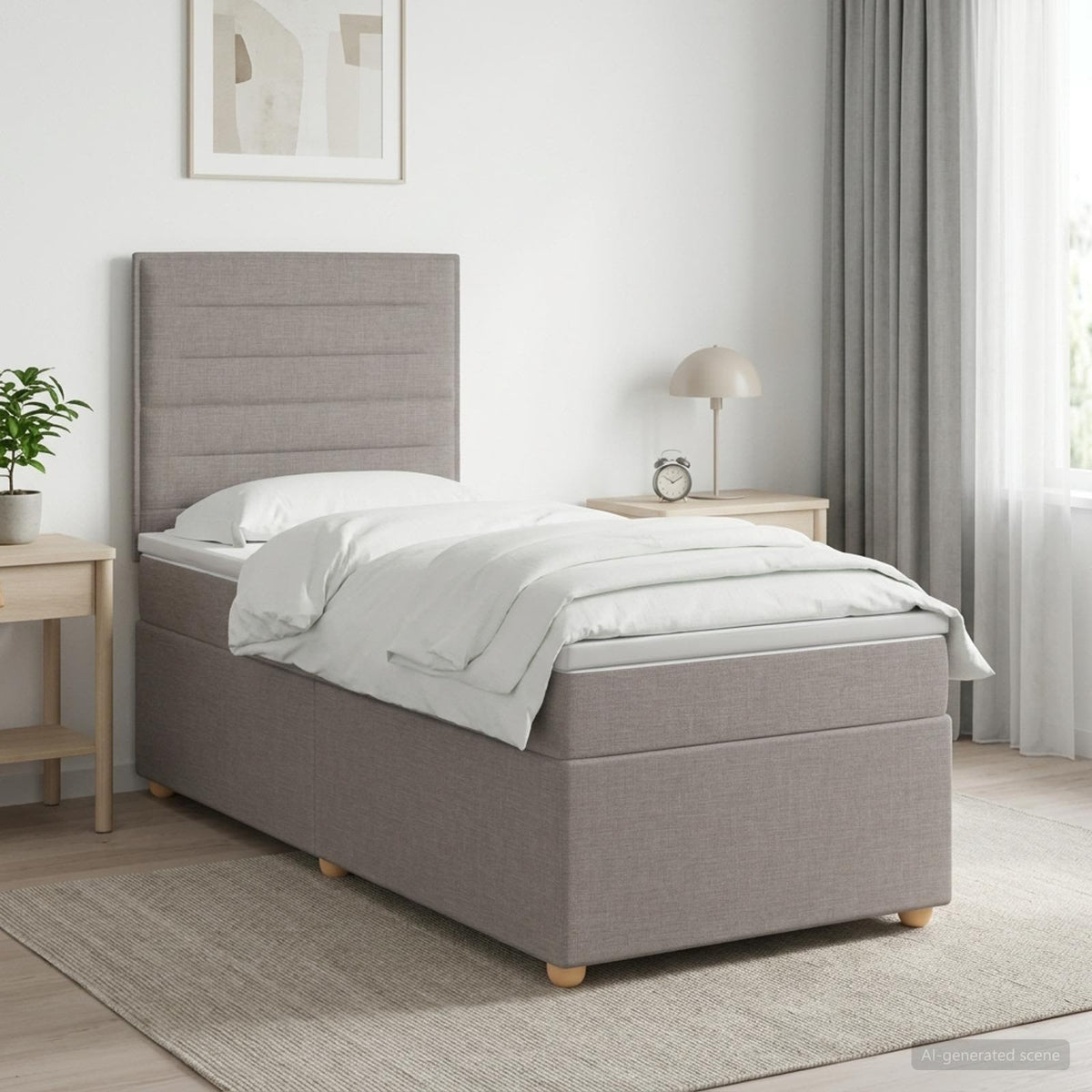 Lit boxspring avec matelas Taupe 90 x 200 cm Tissu