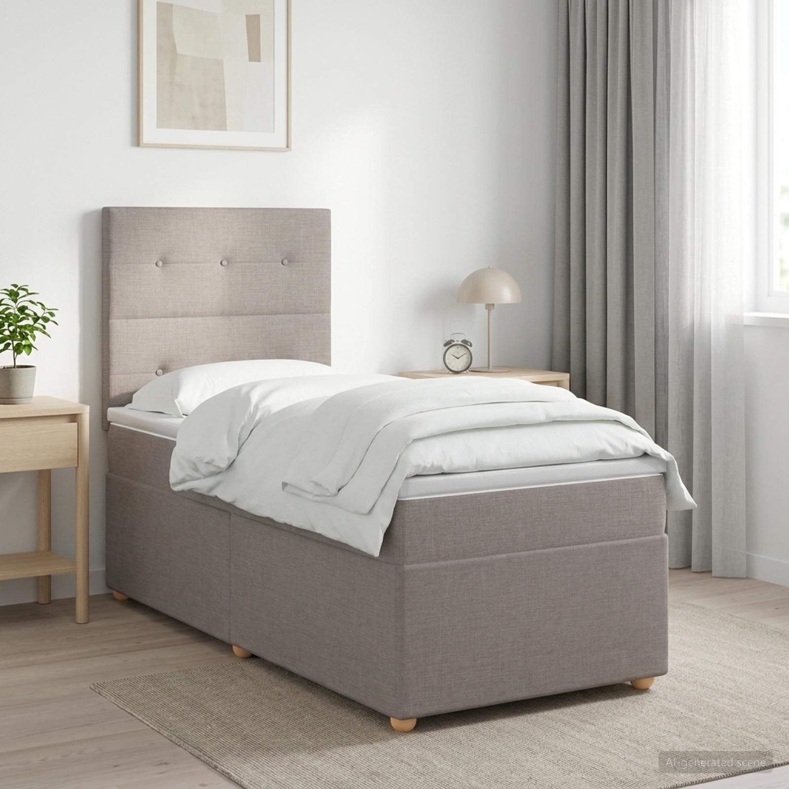 Lit boxspring avec matelas Taupe 80 x 200 cm Tissu - XIOS