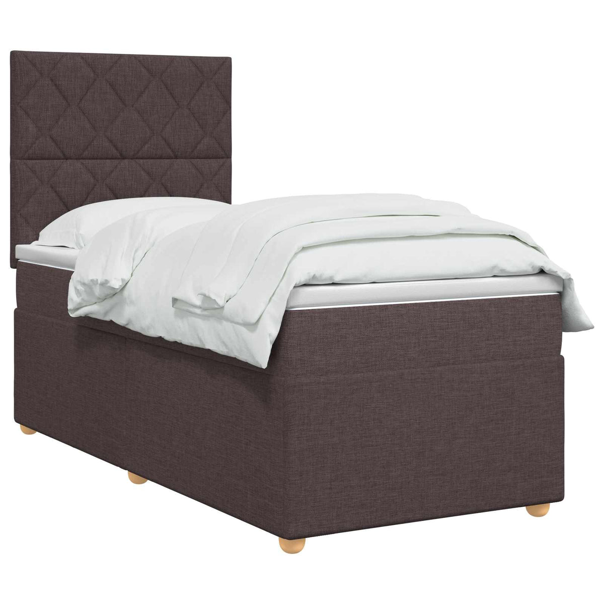 Lit boxspring avec matelas Marron foncé 80 x 200 cm Tissu