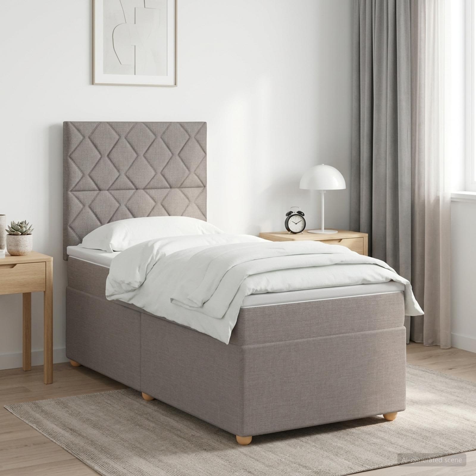 Lit boxspring avec matelas Taupe 80 x 200 cm Tissu