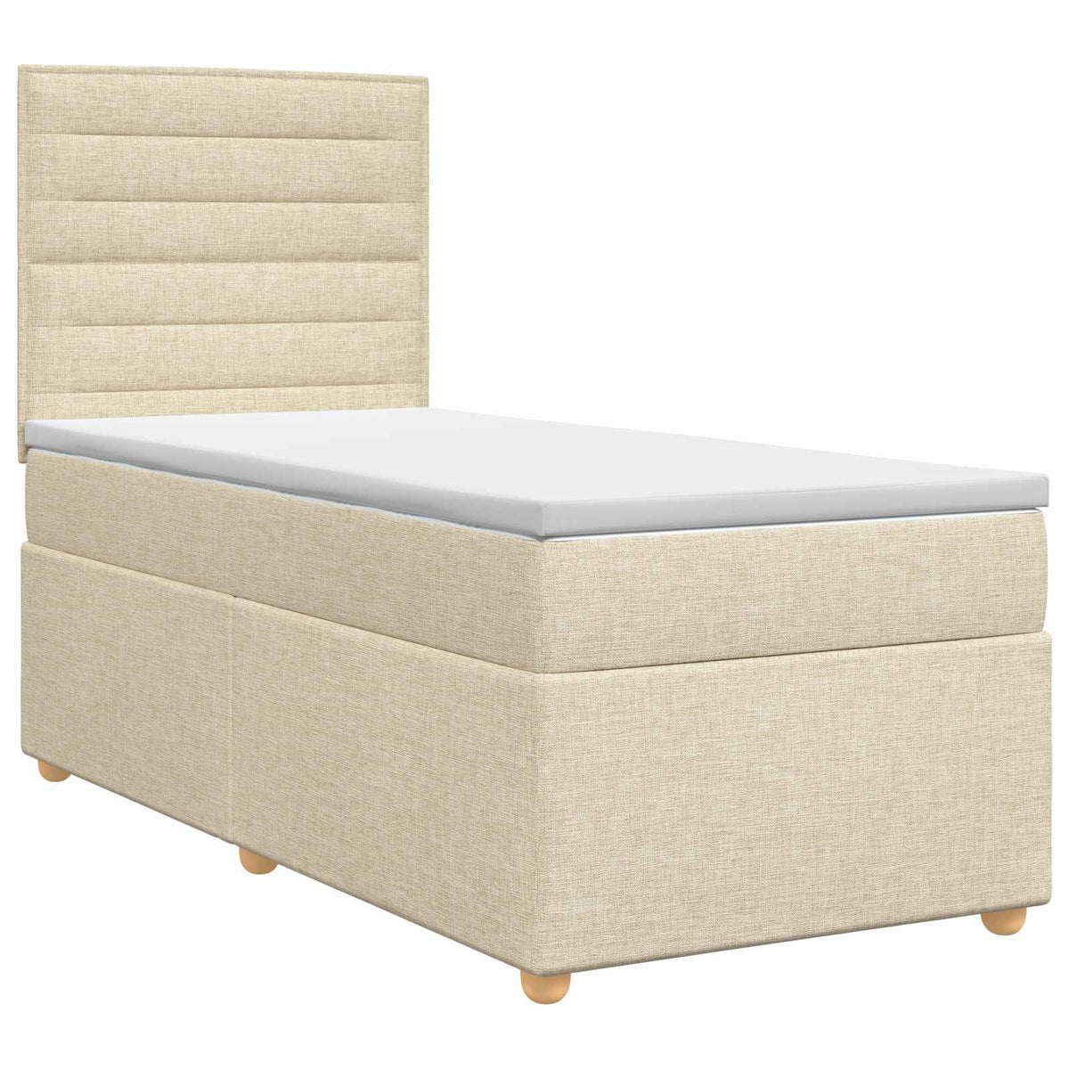 Lit boxspring avec matelas Crème 90 x 200 cm Tissu