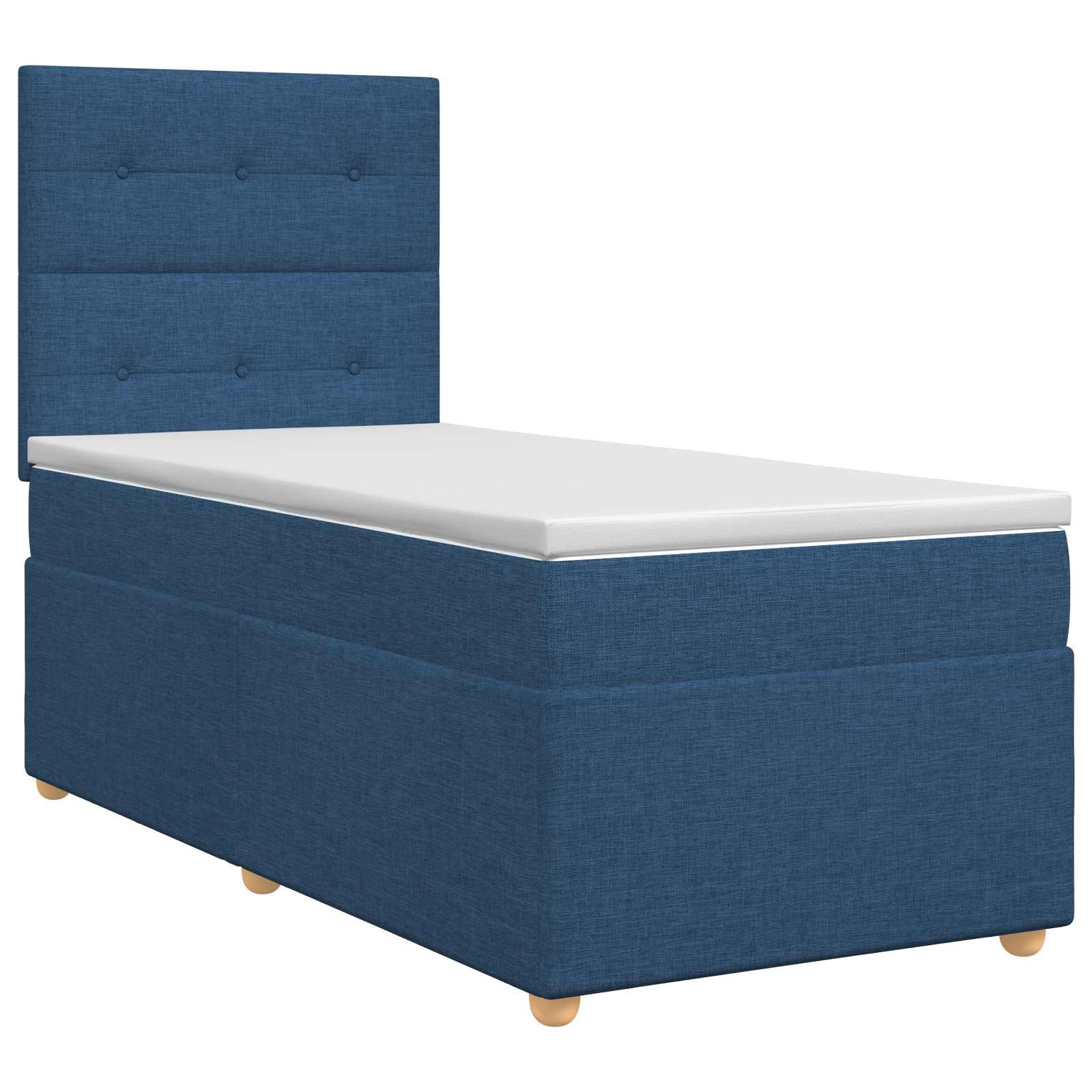 Lit boxspring avec matelas Bleu 90 x 200 cm Tissu