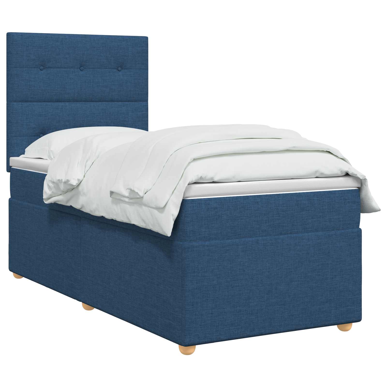 Lit boxspring avec matelas Bleu 90 x 200 cm Tissu