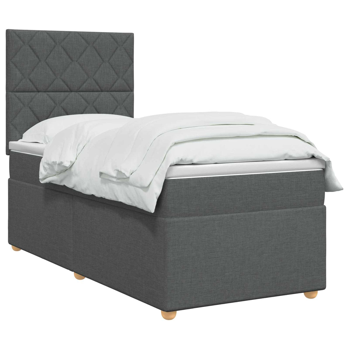Lit boxspring avec matelas Gris foncé 90 x 200 cm Tissu