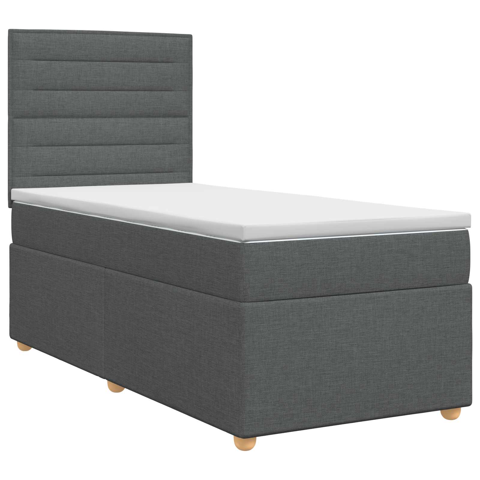Lit boxspring avec matelas Gris foncé 100 x 200 cm Tissu