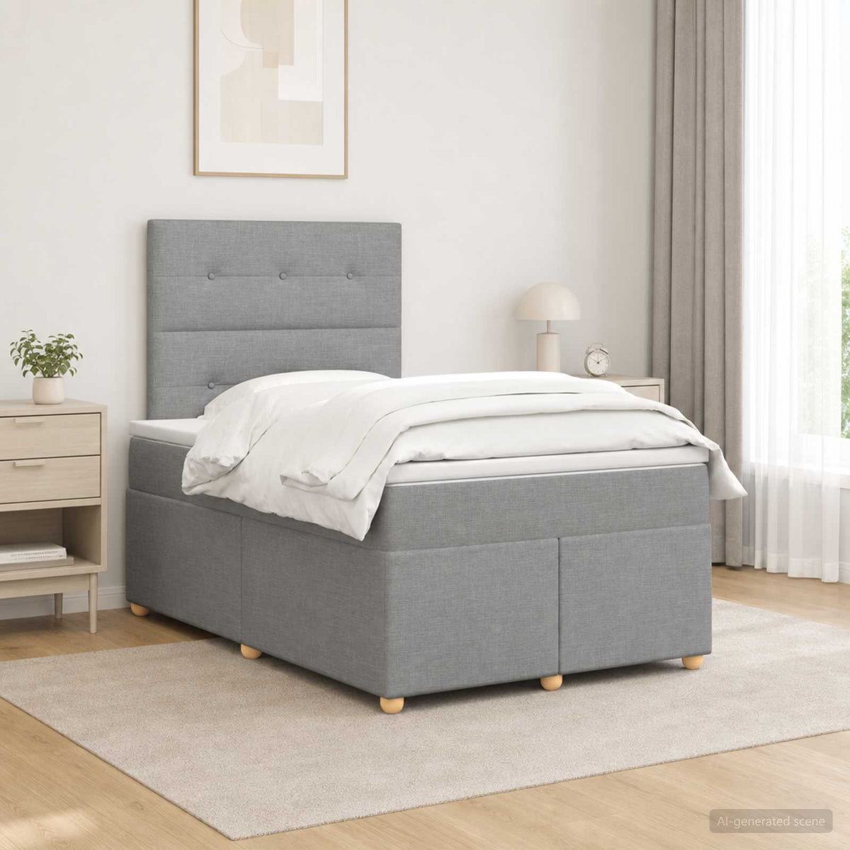 Lit boxspring avec matelas Gris clair 120 x 190 cm Tissu