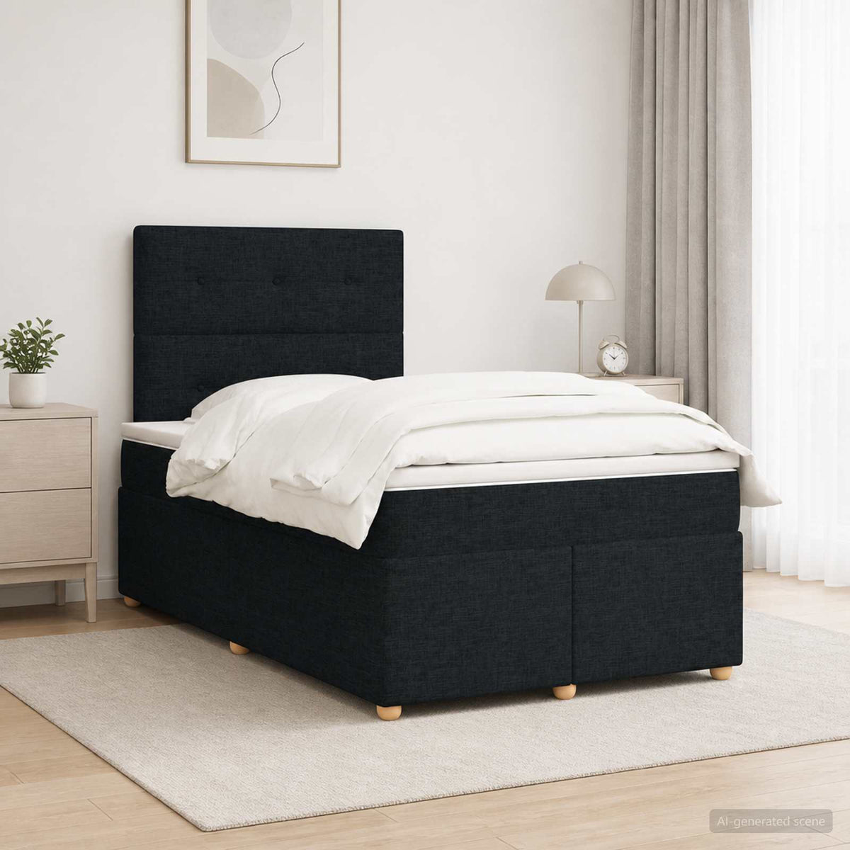Lit boxspring avec matelas Noir 120 x 190 cm Tissu