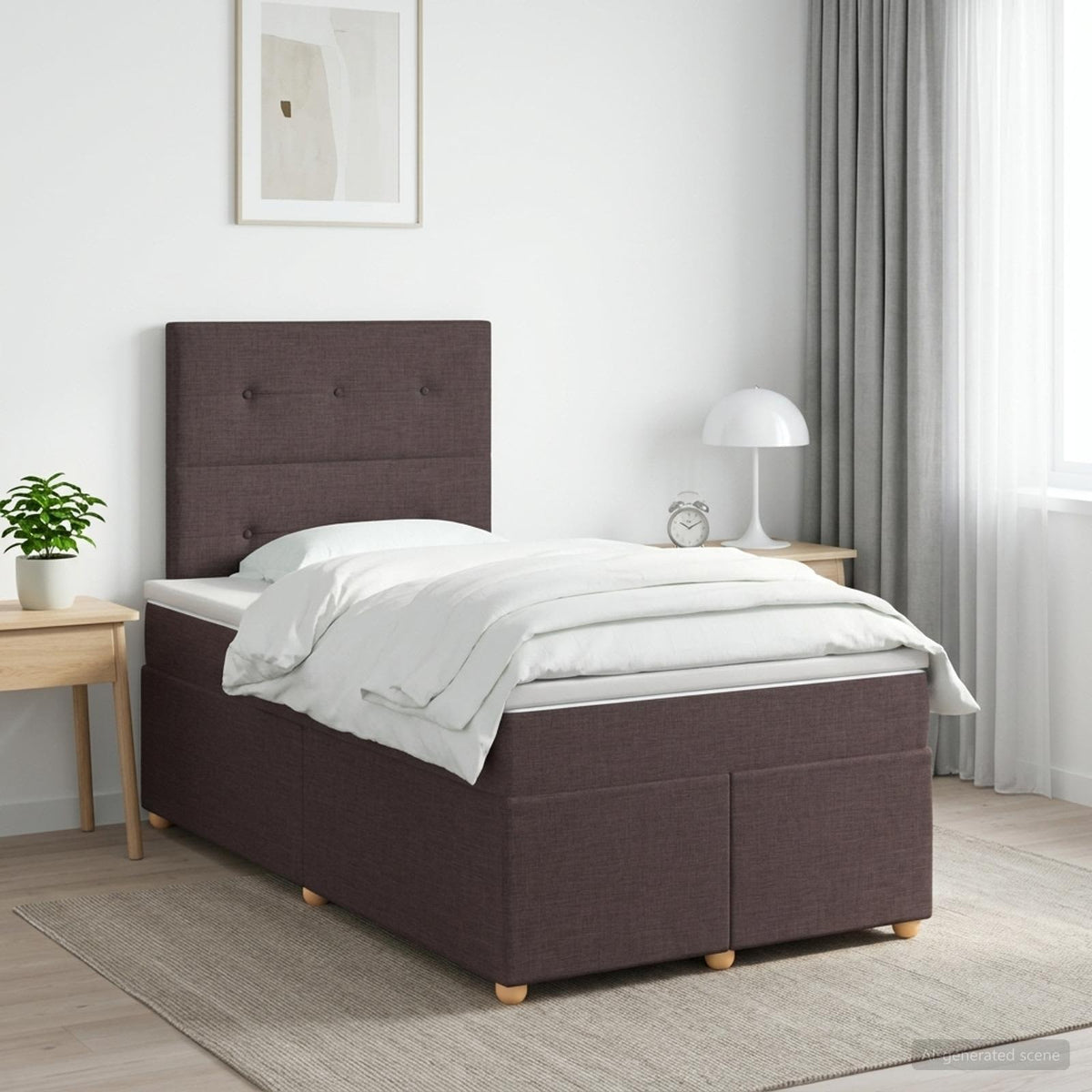 Lit boxspring avec matelas Marron foncé 120 x 190 cm Tissu