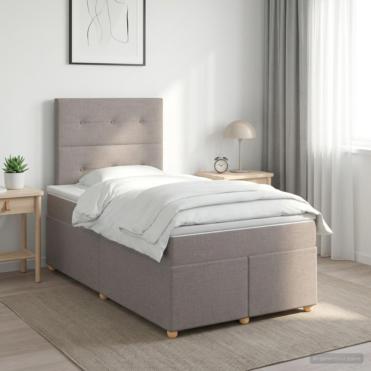 Lit boxspring avec matelas Taupe 120 x 190 cm Tissu