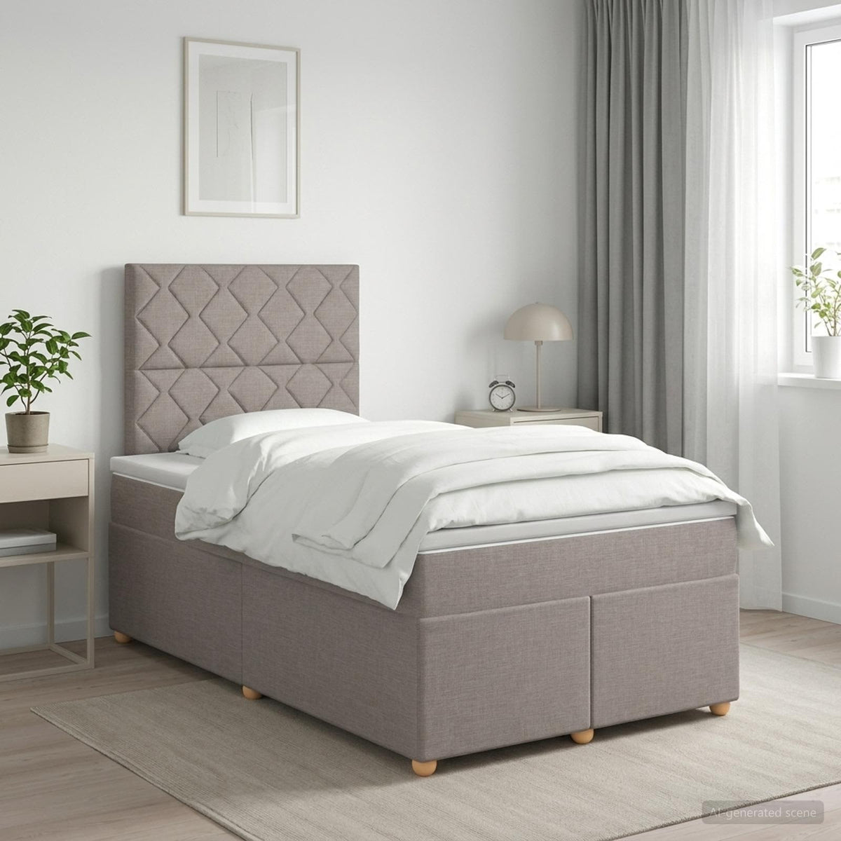 Lit boxspring avec matelas Taupe 120 x 190 cm Tissu