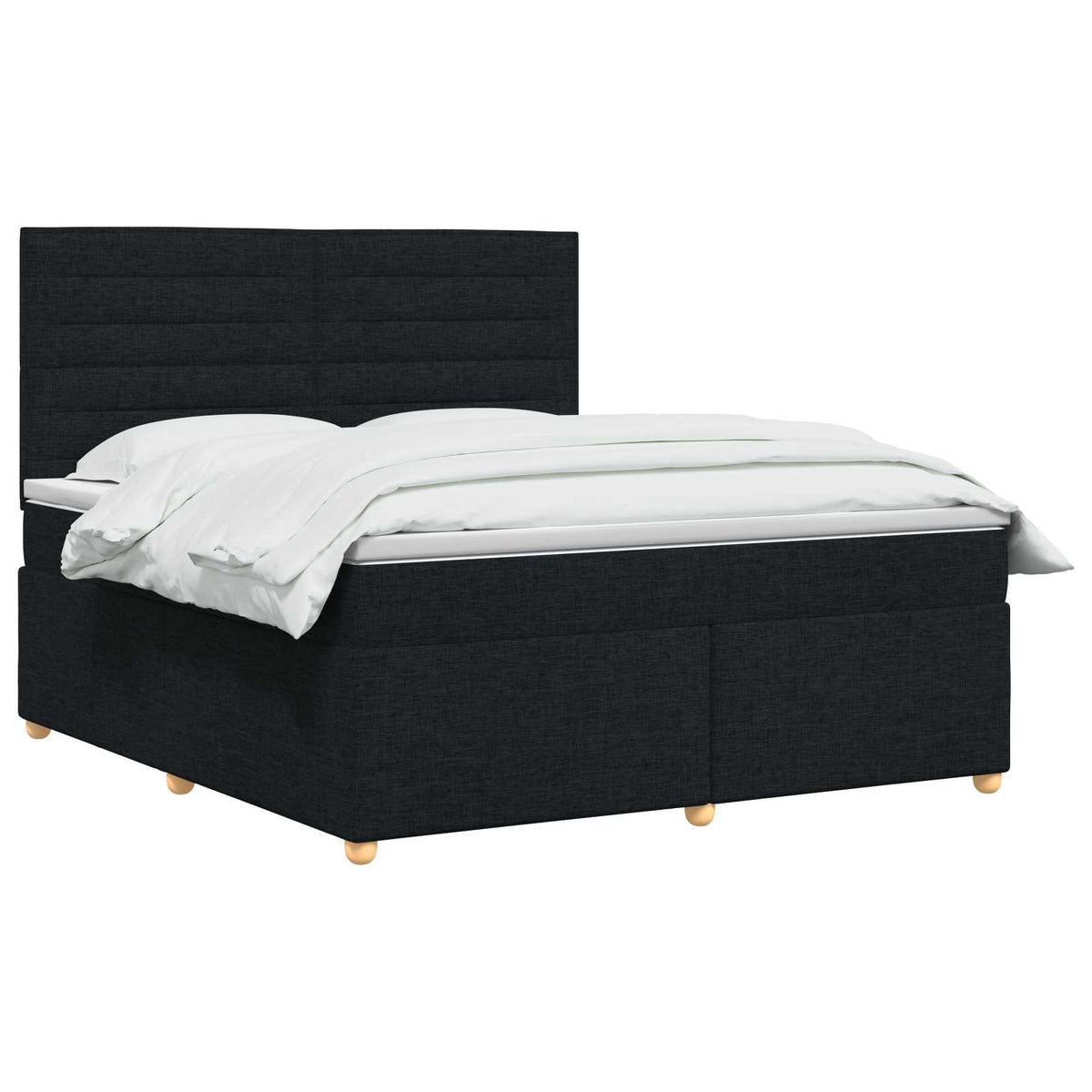 Lit boxspring avec matelas Noir 140 x 190 cm Tissu