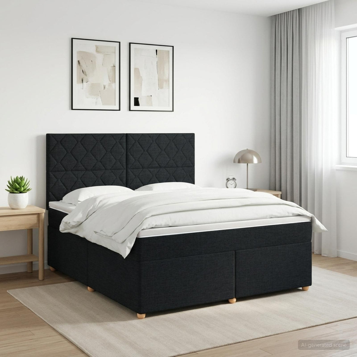 Lit boxspring avec matelas Noir 140 x 200 cm Tissu