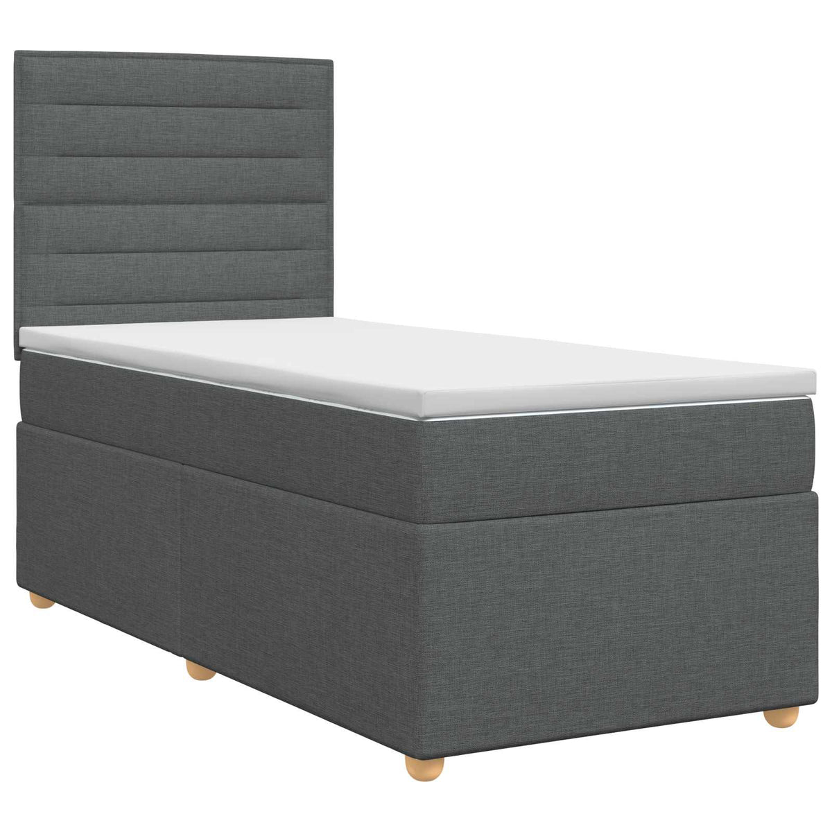 Lit boxspring avec matelas Gris foncé Simple Tissu