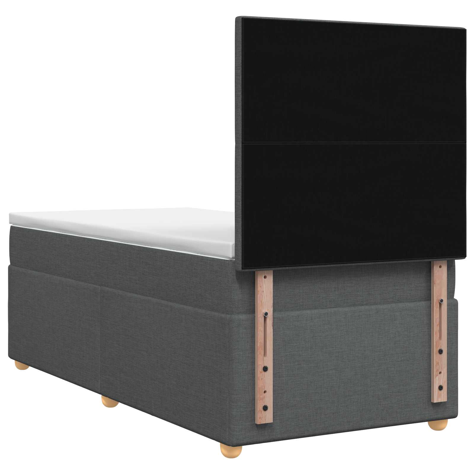 Lit boxspring avec matelas Gris foncé Simple Tissu