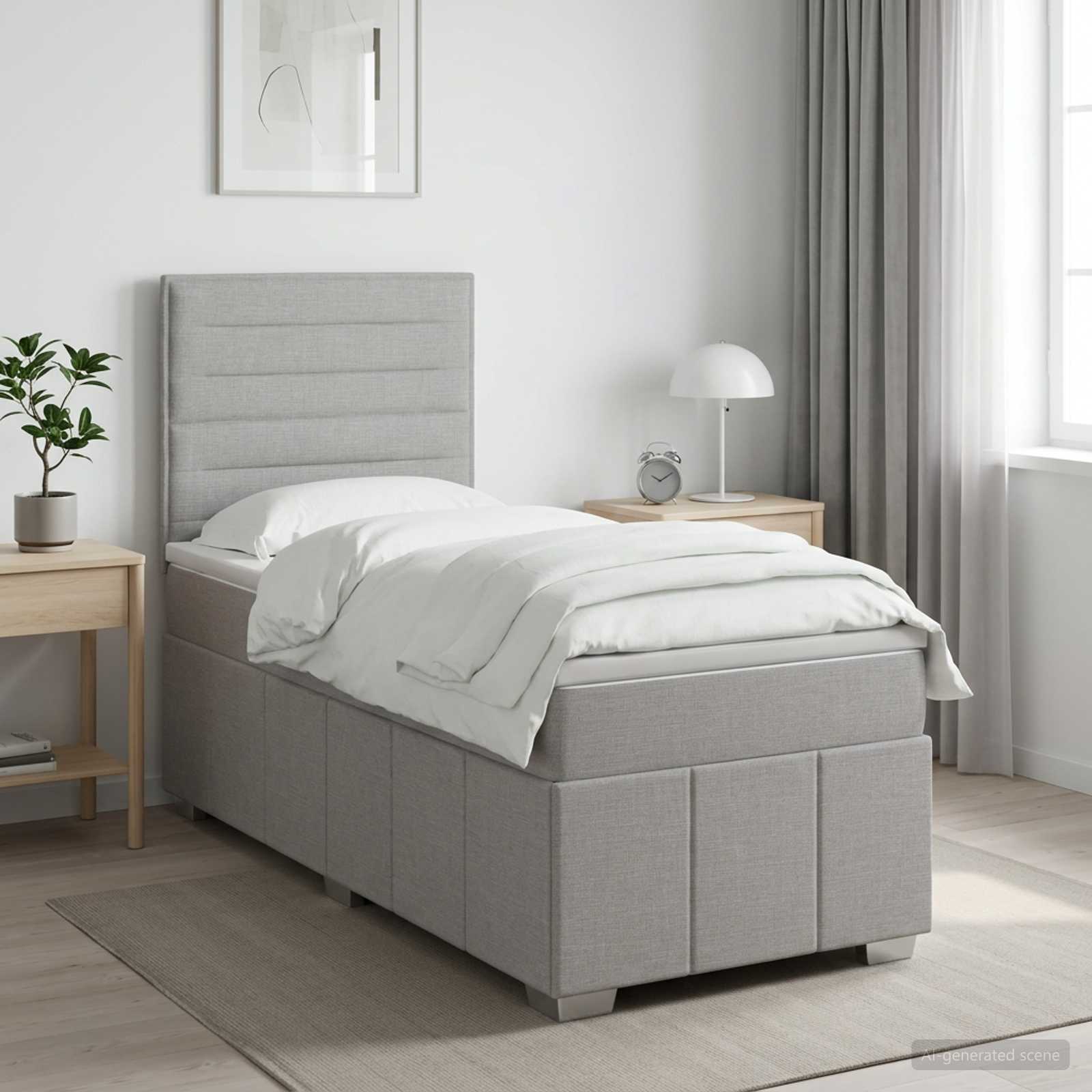 Lit boxspring avec matelas Gris clair 80 x 200 cm Tissu