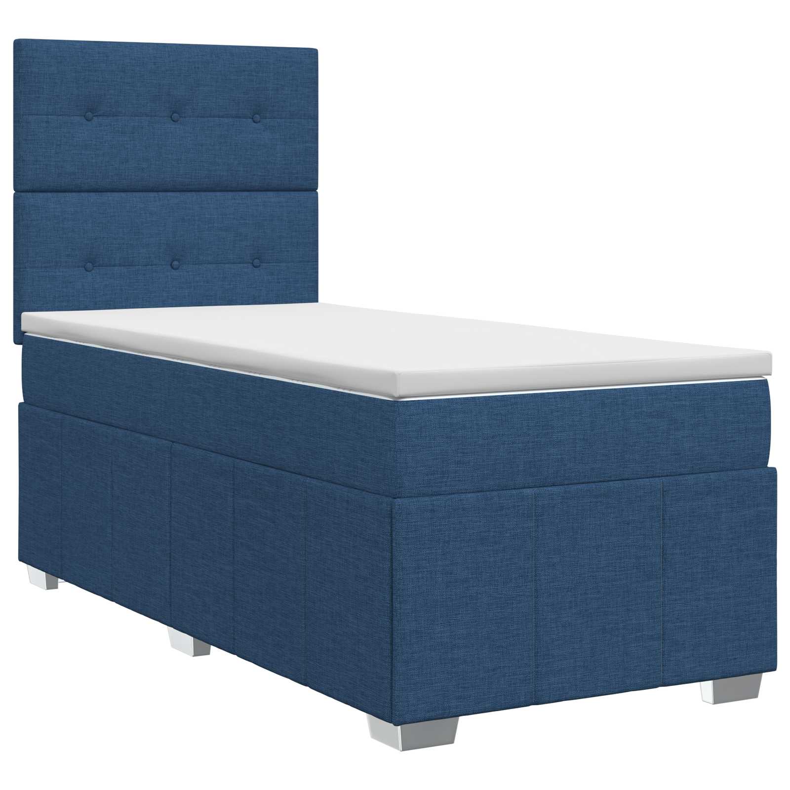 Lit boxspring avec matelas Bleu 90 x 200 cm Tissu